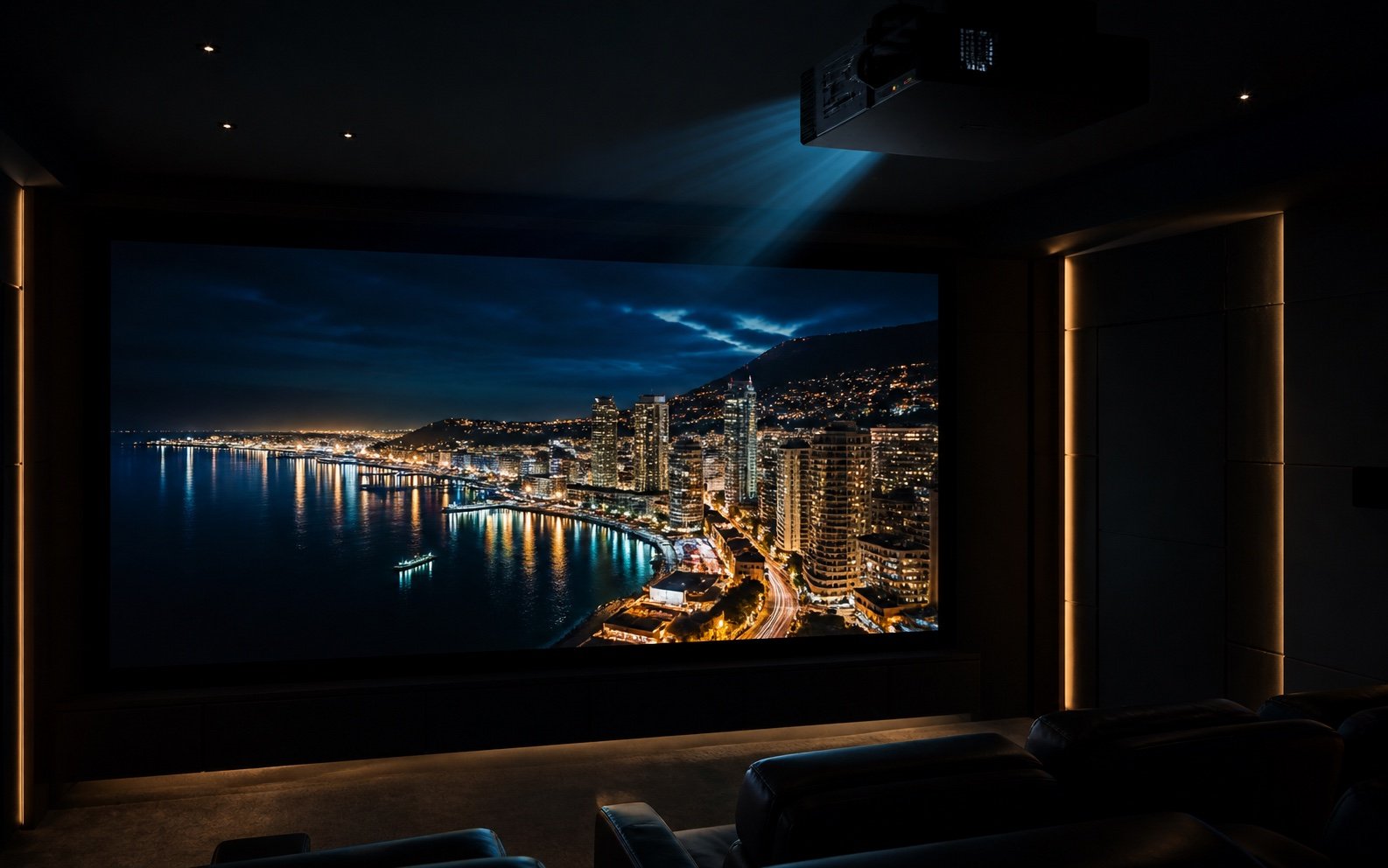 Vidéoprojecteur laser projetant une image lumineuse, nette et contrastée sur un grand écran
